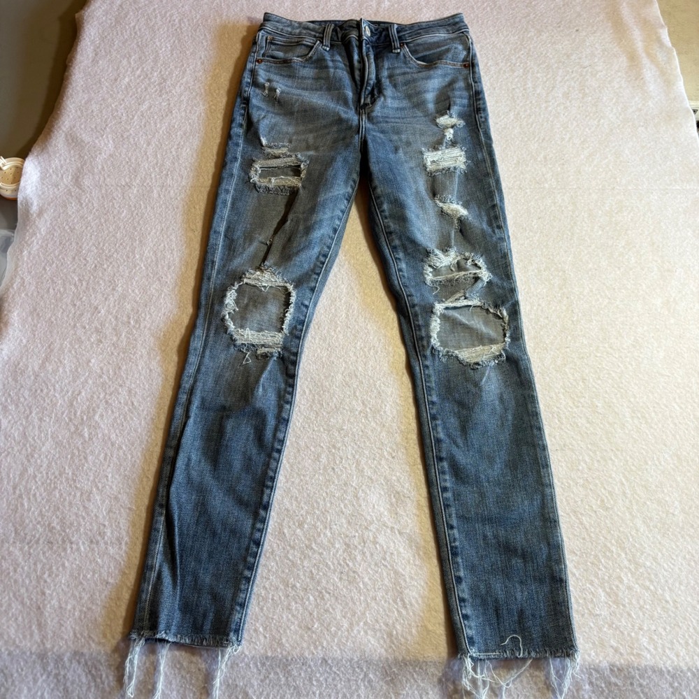 Abercrombie & Fitch‎ Womens Jeans Size 24x26 High Rise Super Skinny Distressed